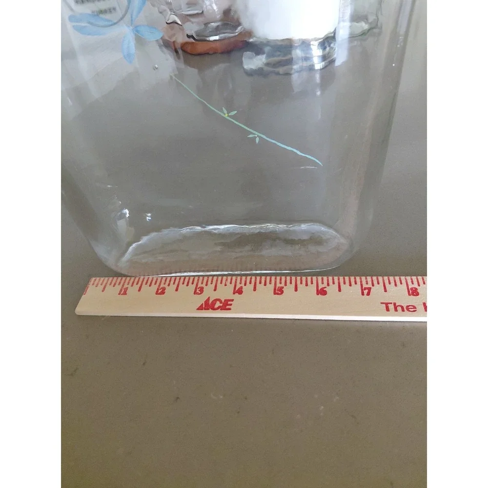 Vtg Profiles Turkish Clear Glass Slim Oval Vase Butterfly Floral  Hand Blown